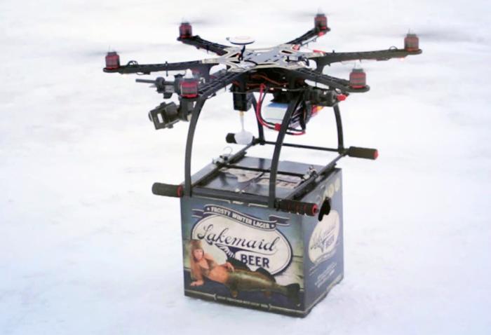 drone delivering beer
